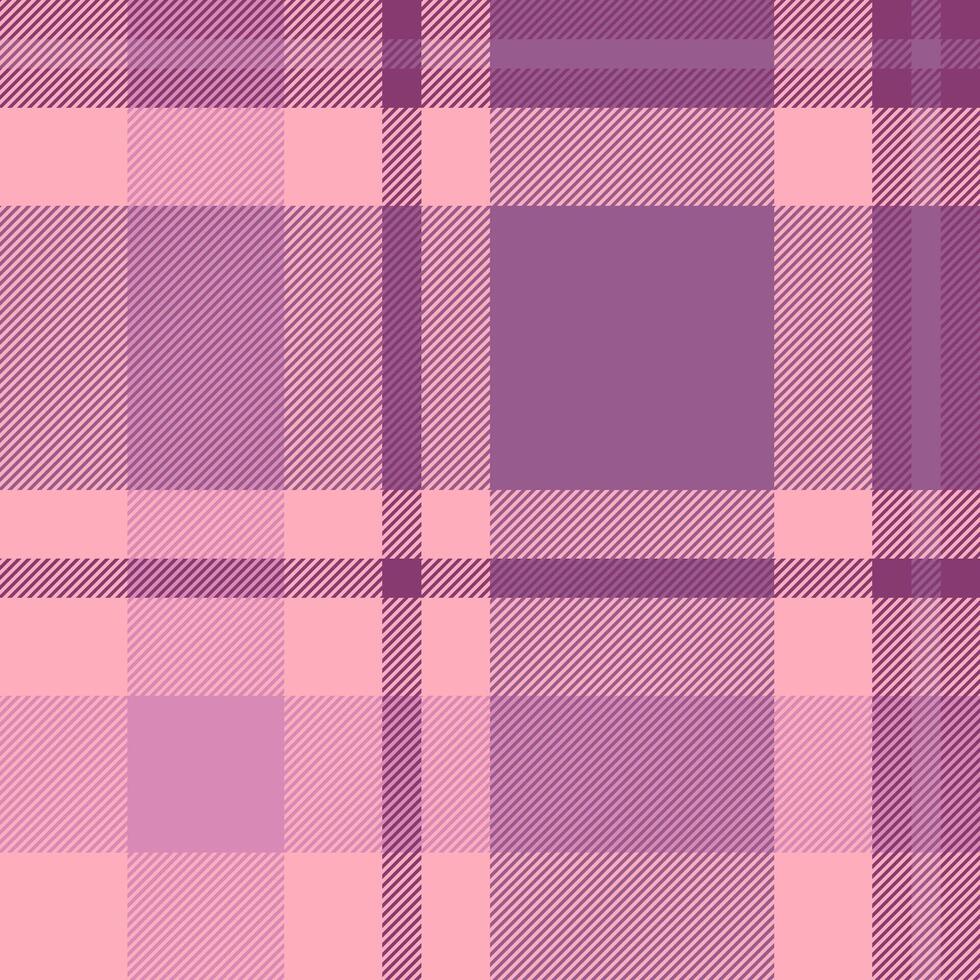 Rag texture check fabric, male seamless textile. Cotton tartan background plaid pattern in pink and red colors. vector