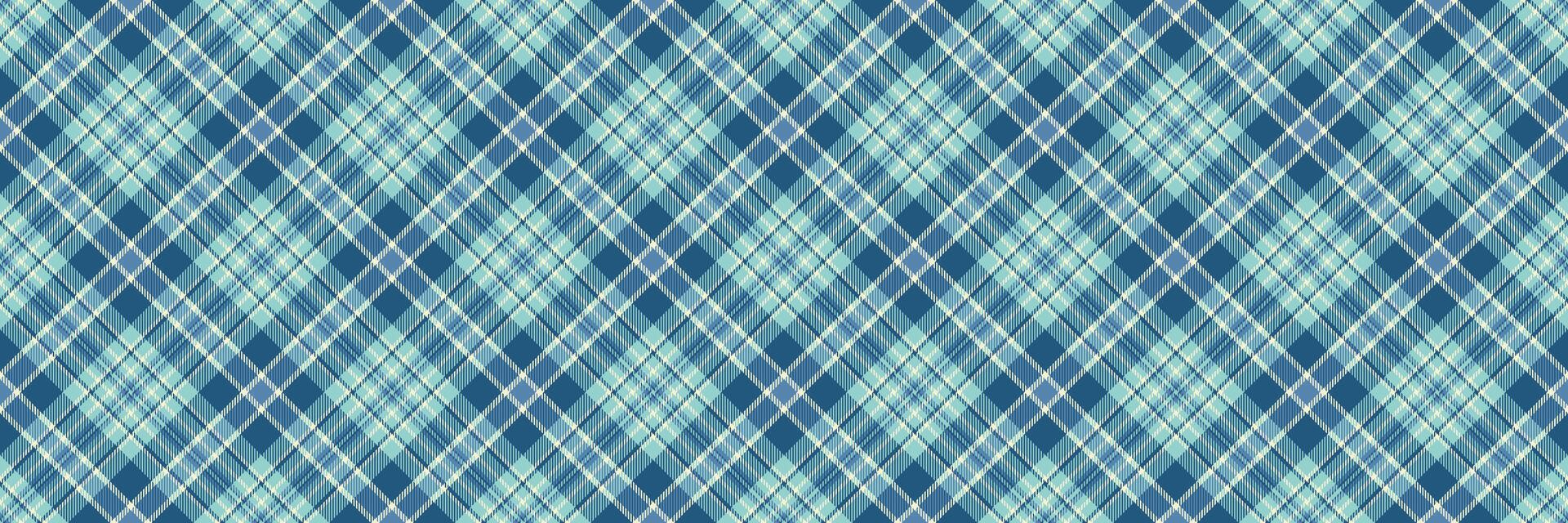 Wide check seamless pattern, online plaid fabric. Kid textile texture tartan background in light and cyan colors. vector