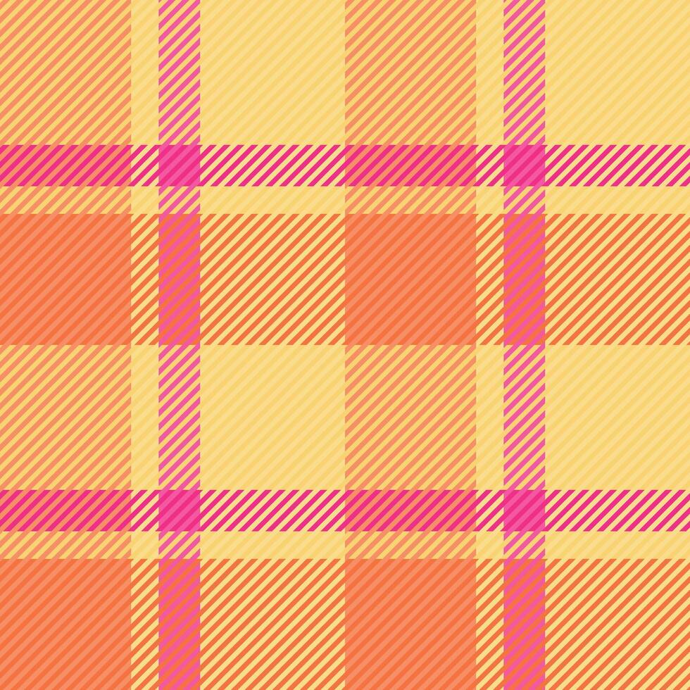 Scratch check textile, soft texture background seamless. Cutout fabric plaid pattern tartan in amber and orange colors. vector