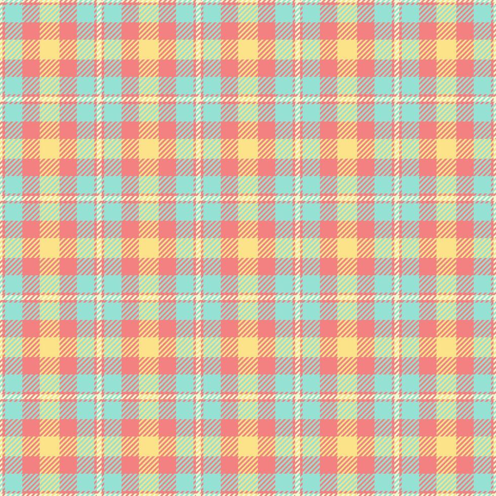 Trendy texture tartan, furniture seamless pattern fabric. Masculine textile background check plaid in light coral and teal colors. vector