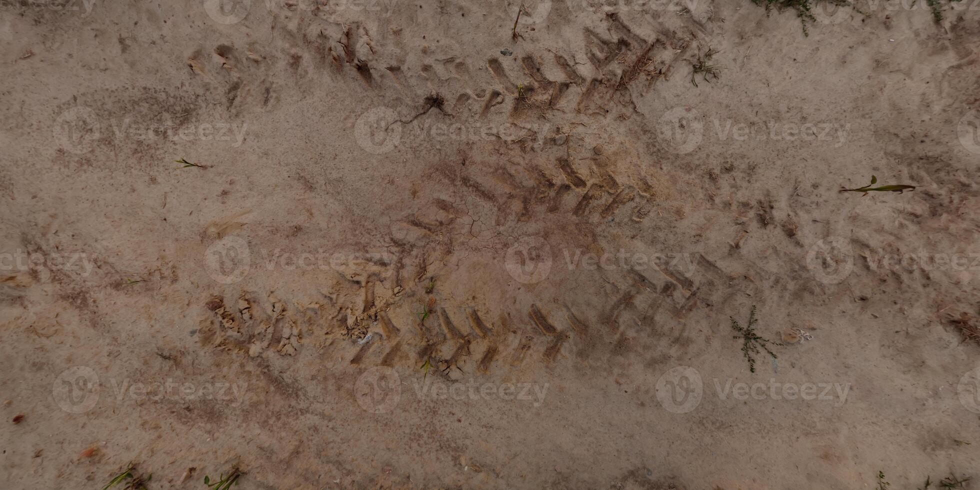 view from above on texture gravel road photo