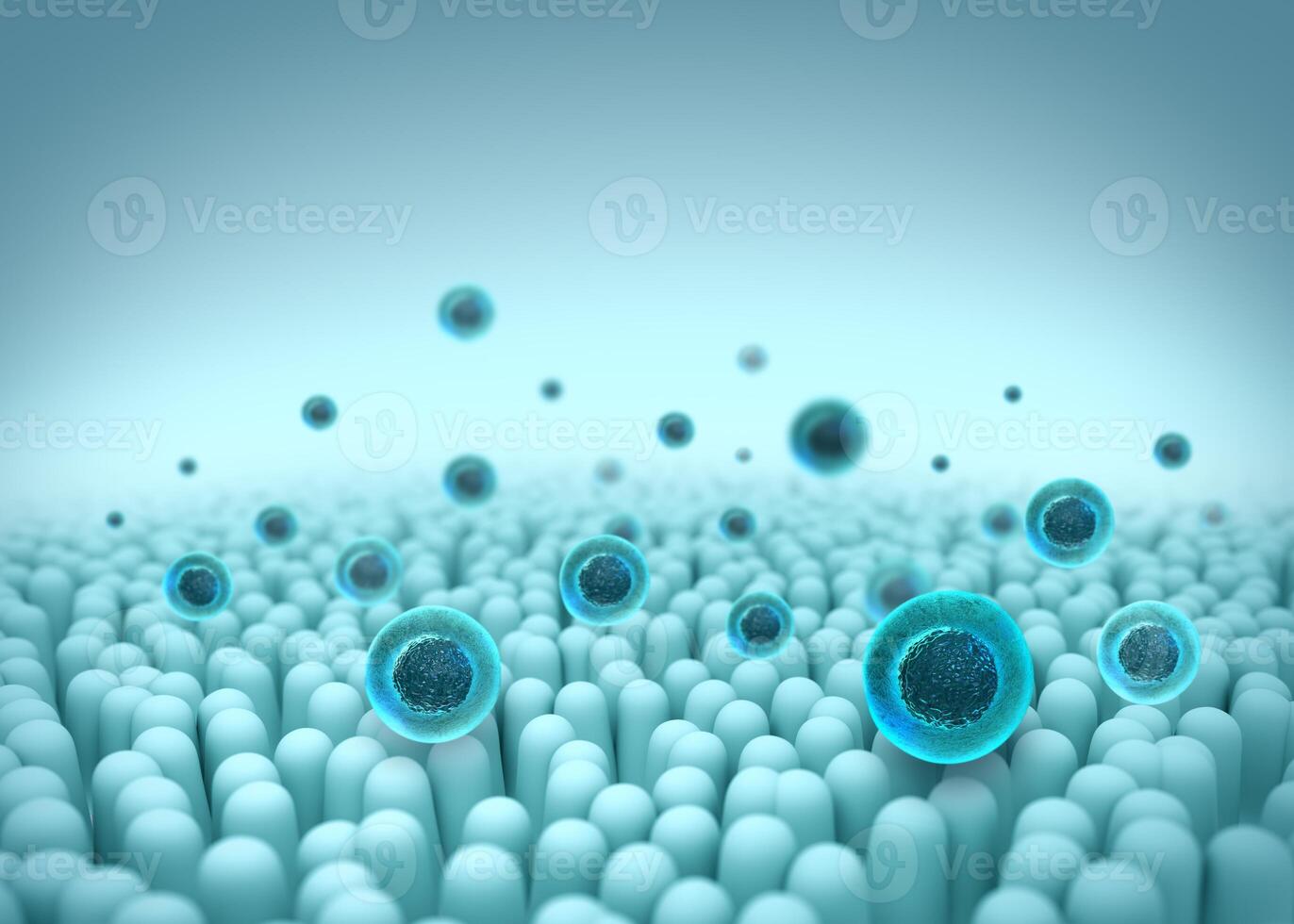 Stem cell microscopic, Medical abstract background, 3D rendering. photo