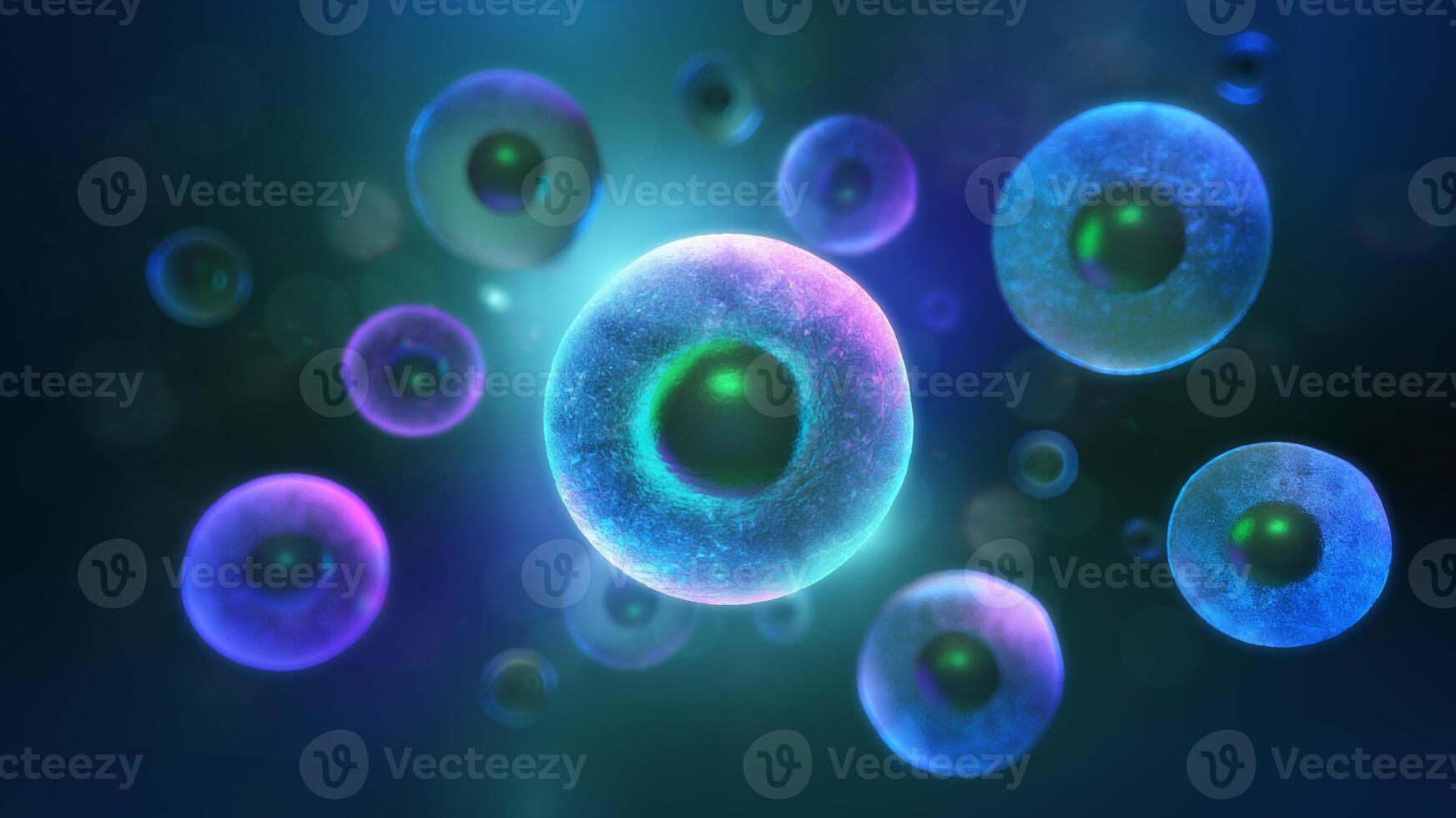 3D rendering of Embryonic stem cells therapy innovation, Medical background concept. photo