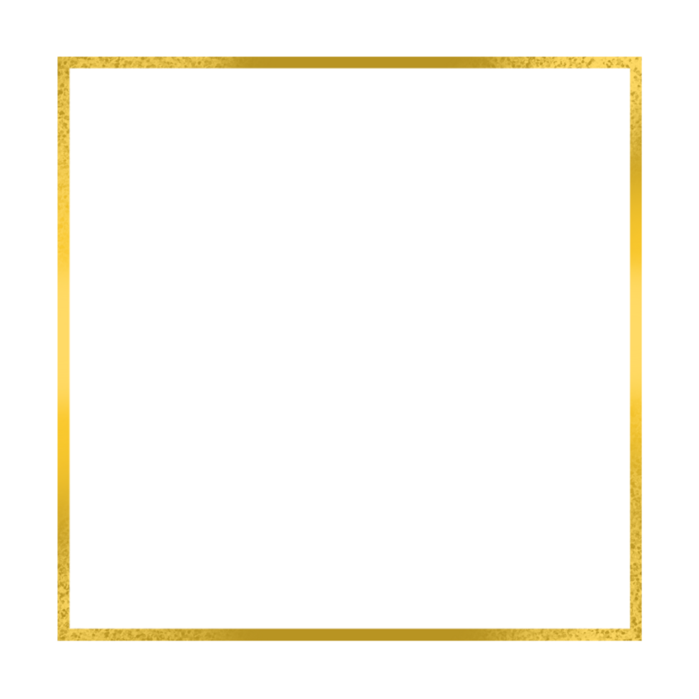 Gold square frame on a transparent background png