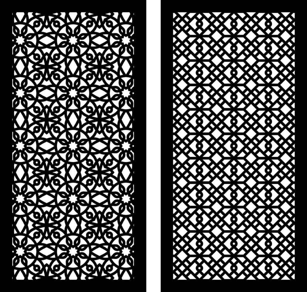 laser cut pattern collection with abstract and geometric ornament for panel and background vector
