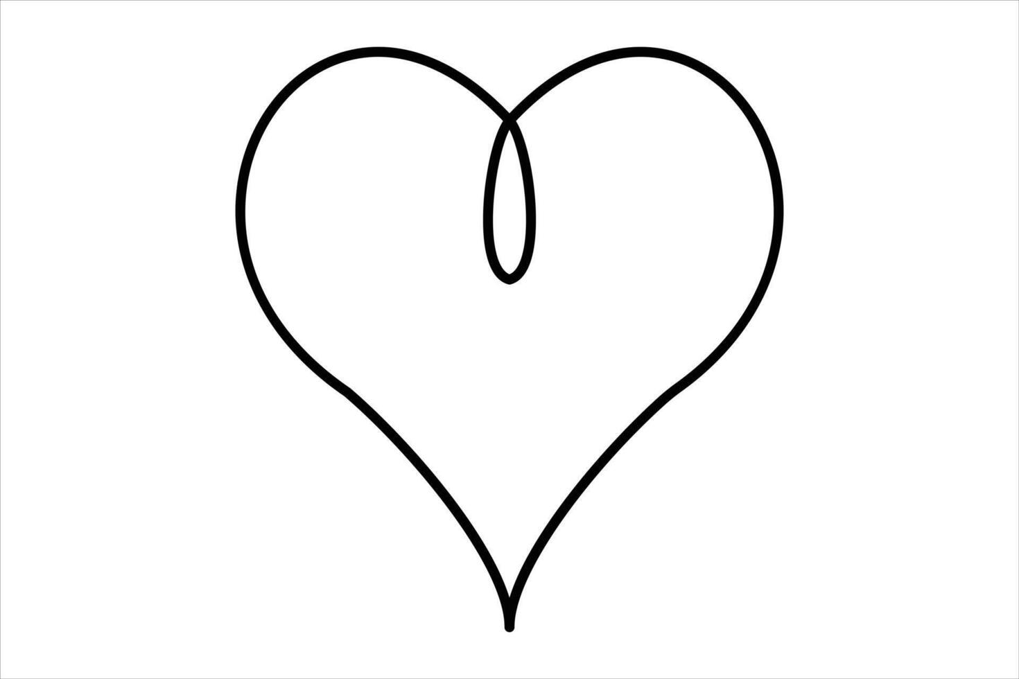 Continuous one line Heart outline art illustration vector