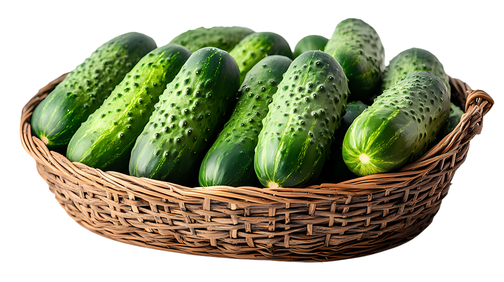 cucumbers in a basket on a transparent background png