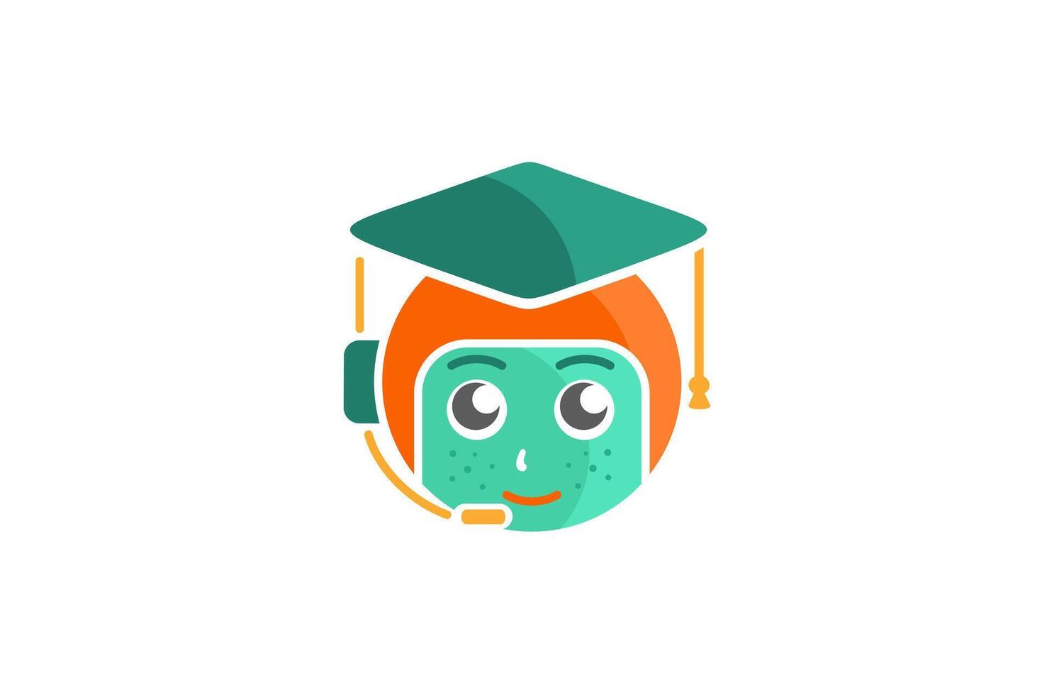 Academy graduation face character logo vector