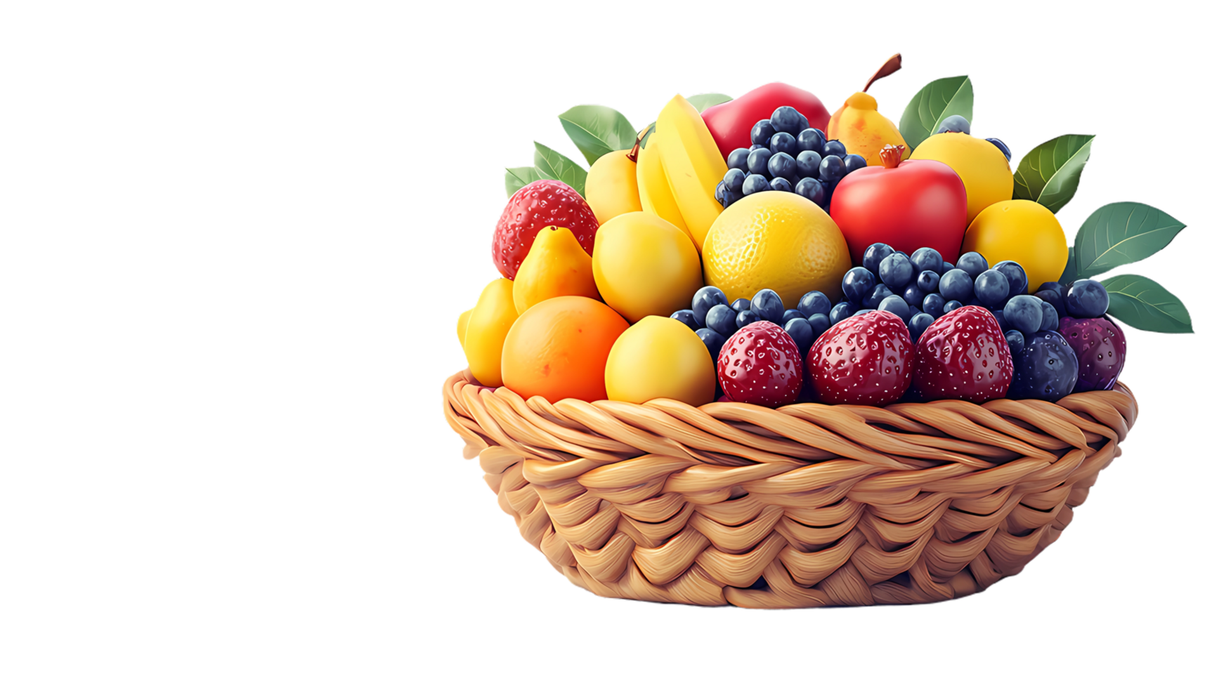 a basket full of fruit on a transparent background png