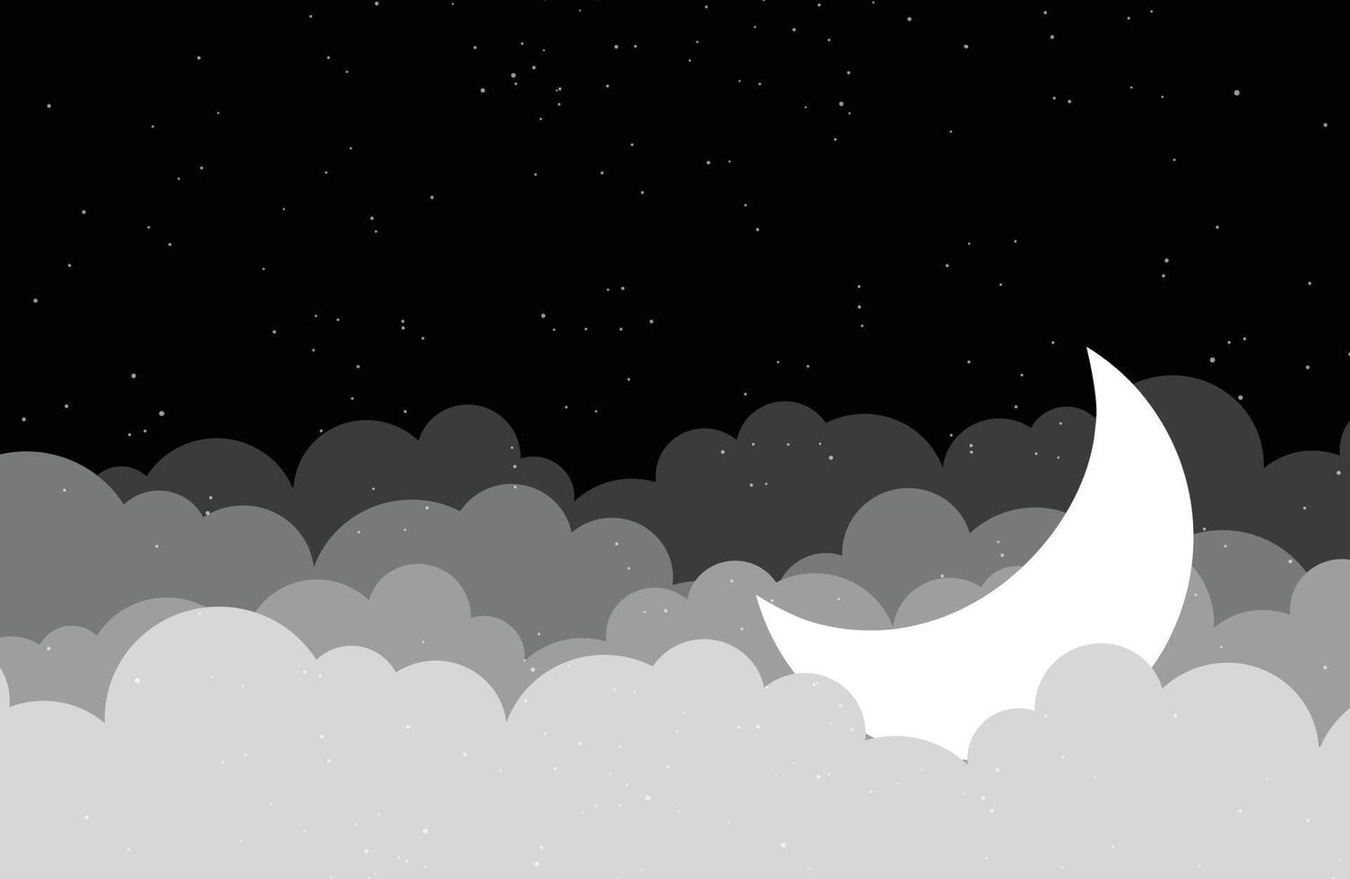 A moon and clouds in the night sky vector
