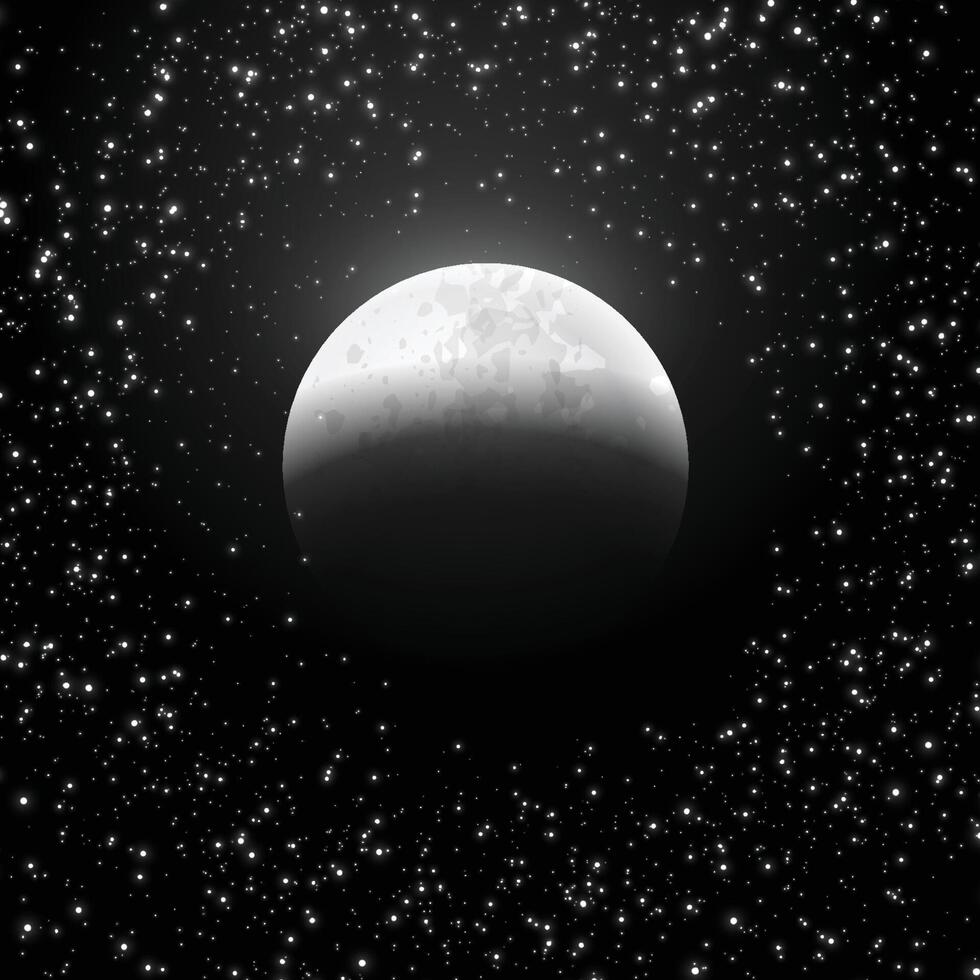 A full moon in the night sky with stars vector