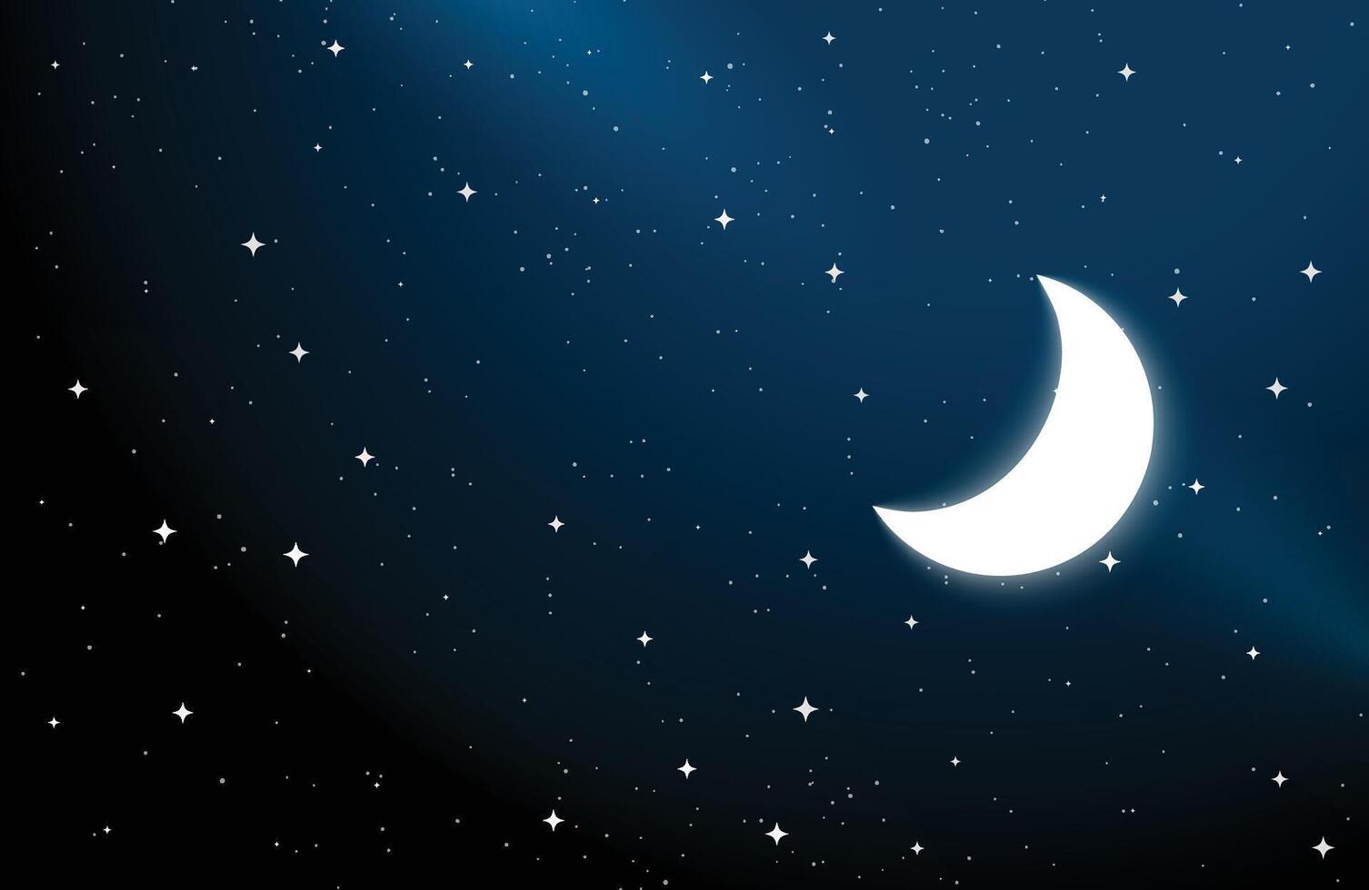 A crescent moon in the night sky with stars vector