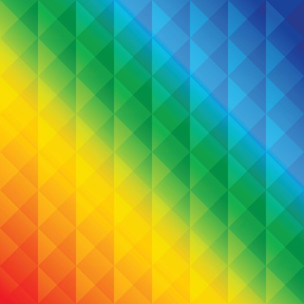 Rainbow background with squares and triangles vector