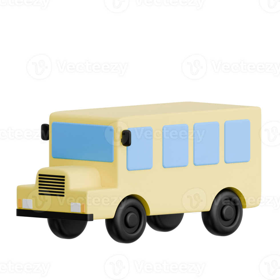3D Render Kid Toy Bus for Creative Play. Transparent Background png