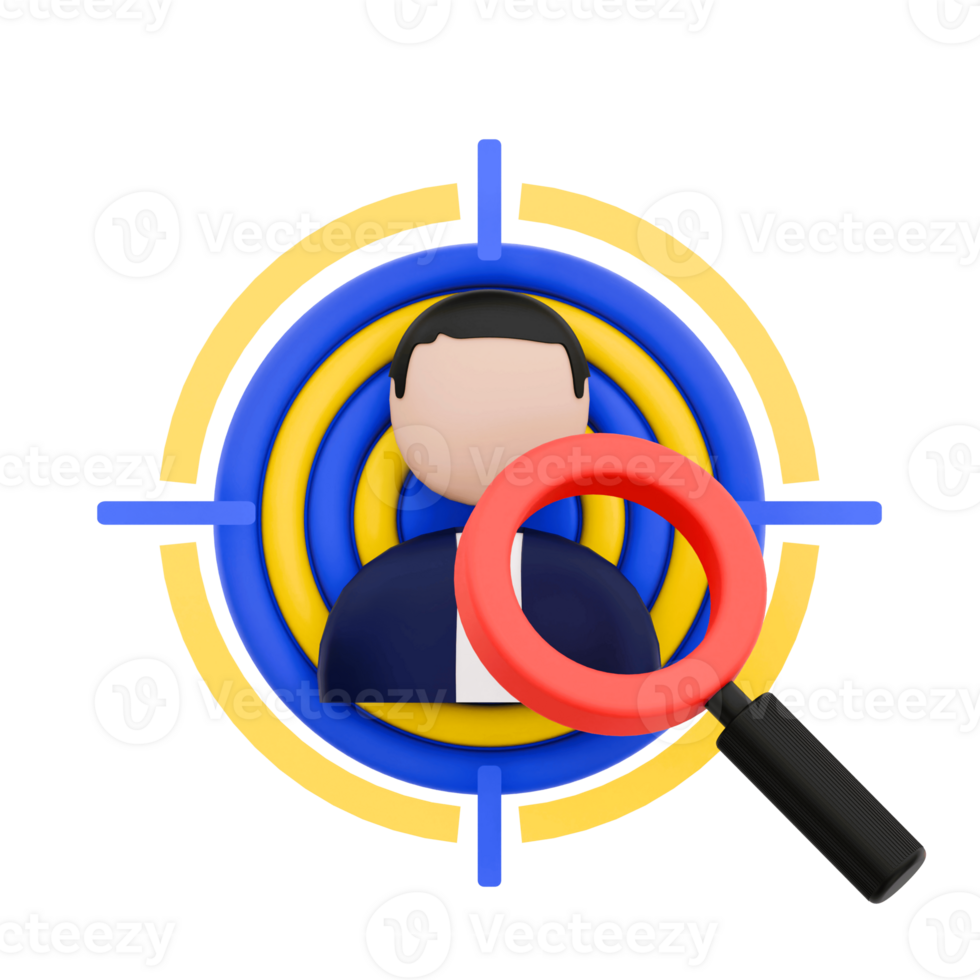 3D Render Business Target for Business Icon. Transparent Background png