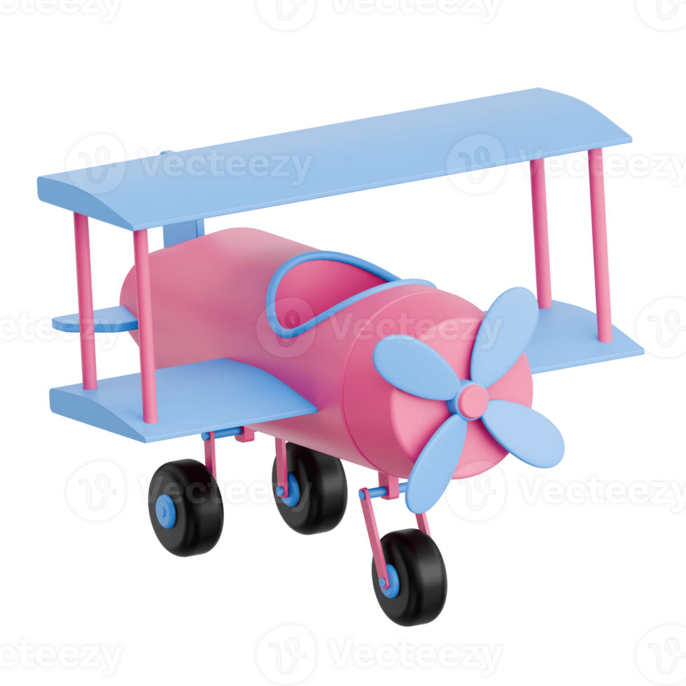 3D Render Kid Toy Air Plane for Creative Play. Transparent Background png