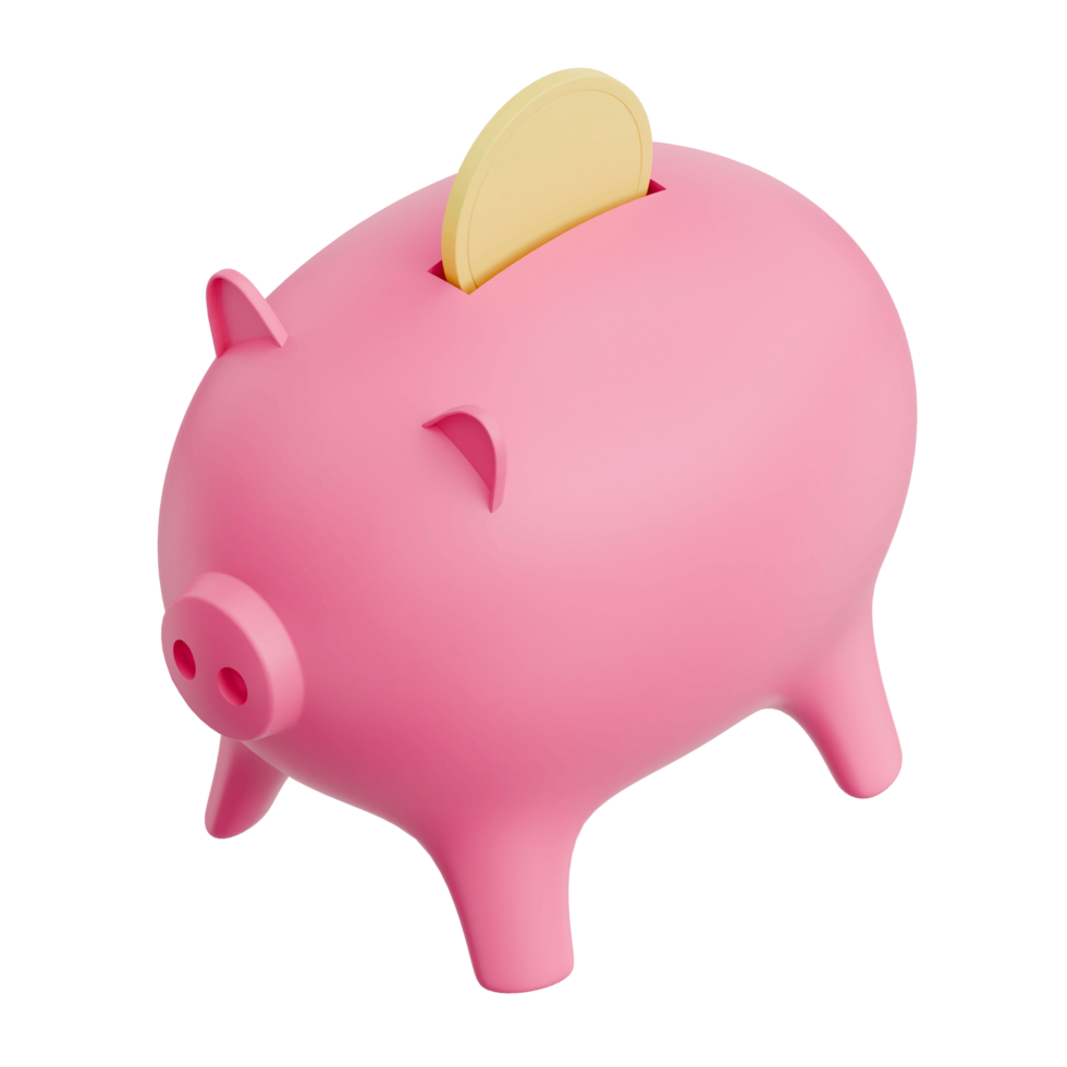 3D Render Kid Toy Pink Piggy Bank for Creative Play. Transparent Background png