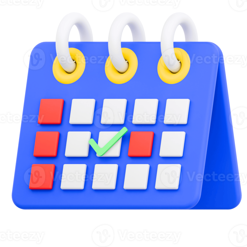 3D Render Business Calendar for Business Icon. Transparent Background png