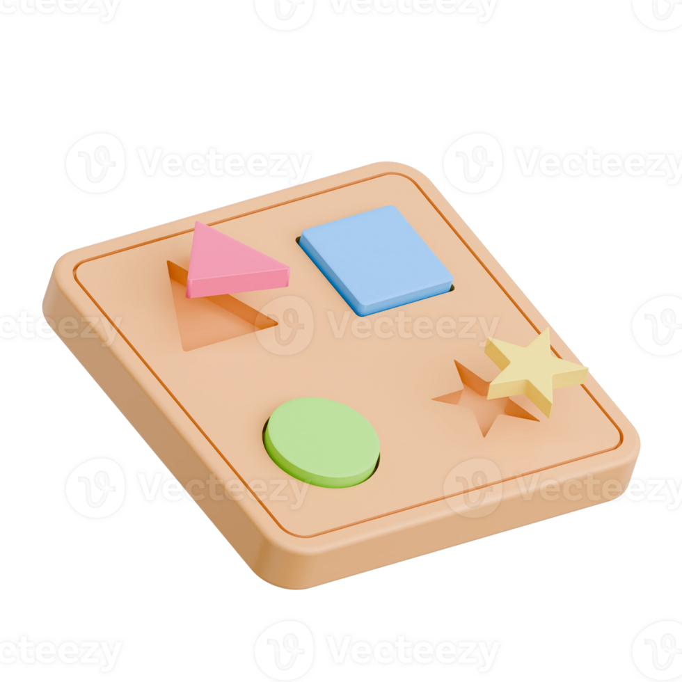 3D Render Kid Toy colorful shape sorting for Creative Play. Transparent Background png