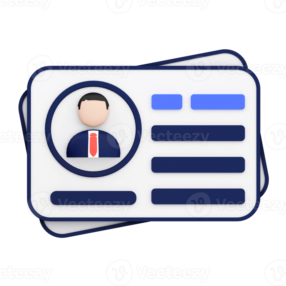 3D Render Business Card for Business Icon. Transparent Background png
