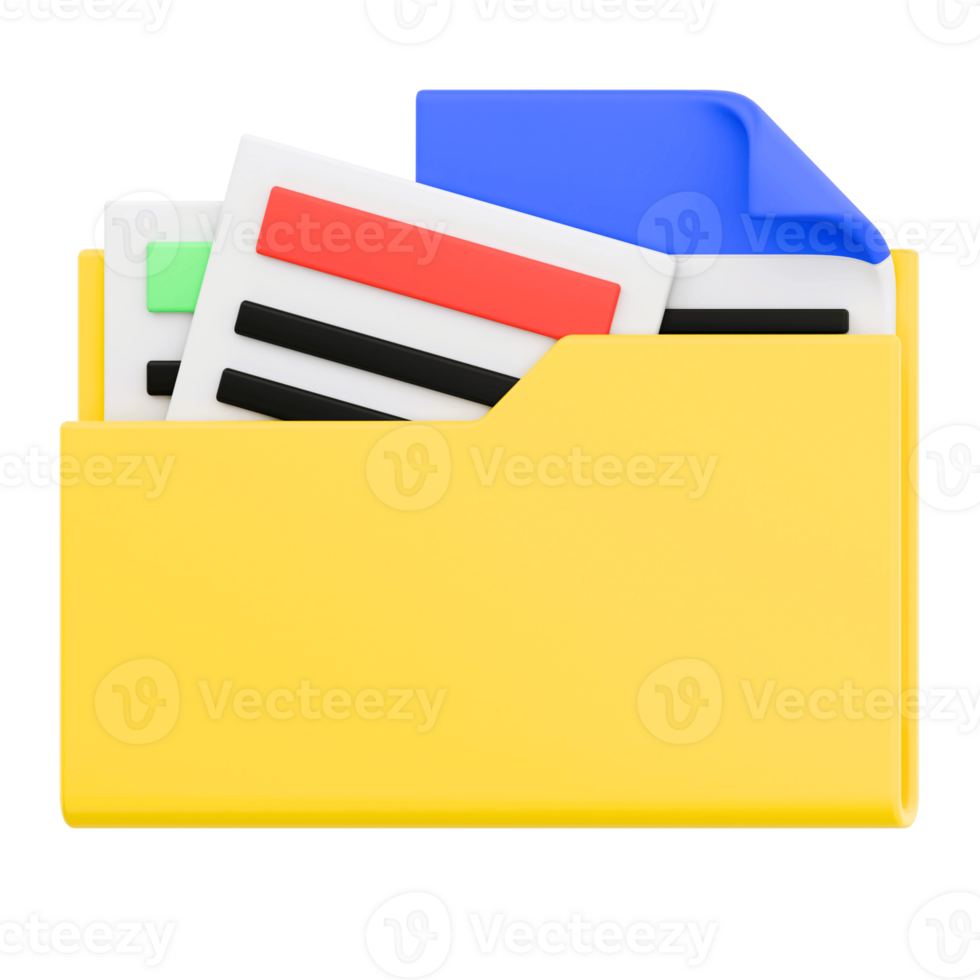 3D Render Business Folder for Business Icon. Transparent Background png