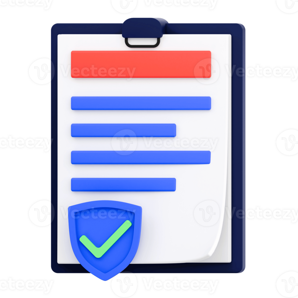 3D Render Business Policy for Business Icon. Transparent Background png
