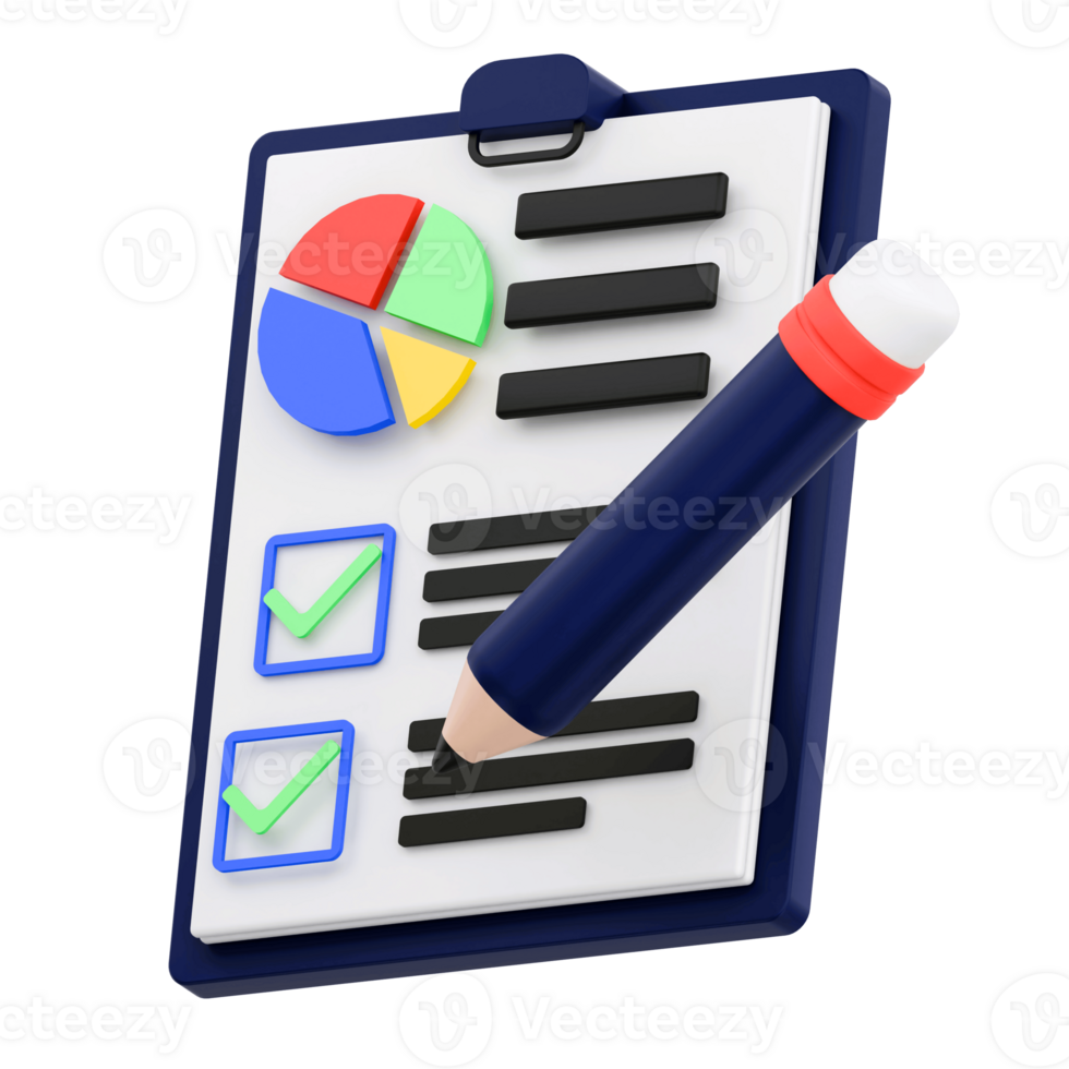 3D Render Business Task for Business Icon. Transparent Background png