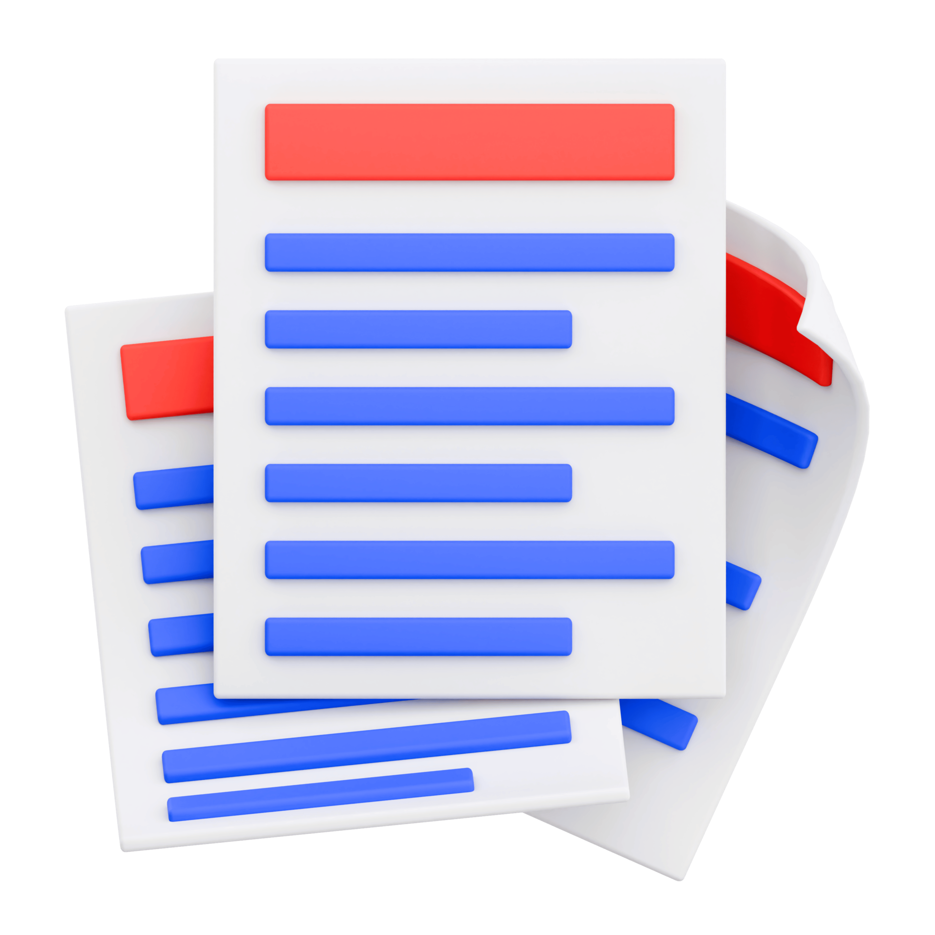 3D Render Business Document for Business Icon. Transparent Background ...