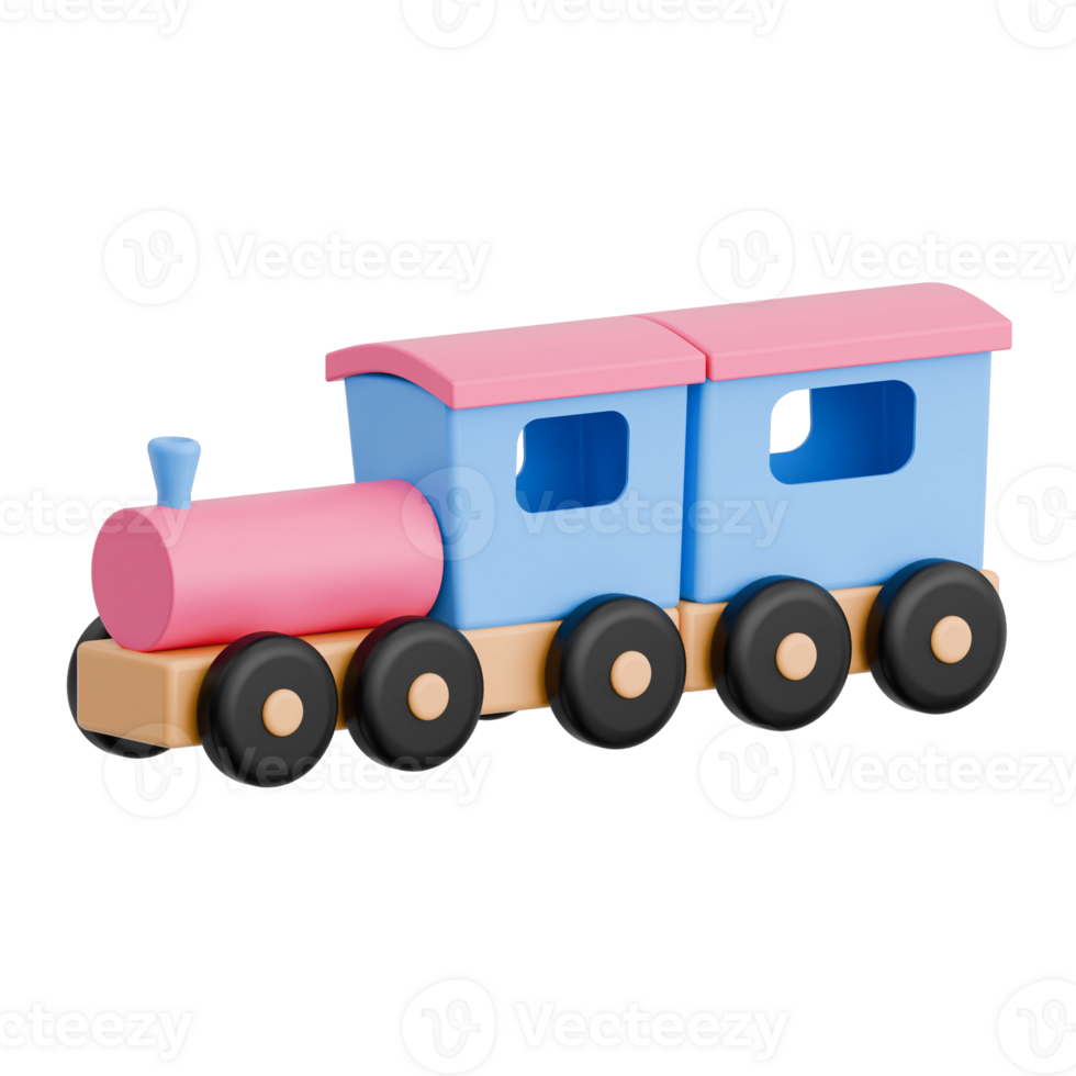 3D Render Kid Toy Train for Creative Play. Transparent Background png