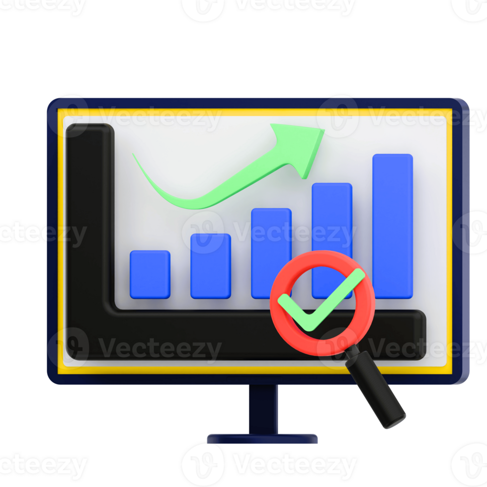 3D Render Business Growth for Business Icon. Transparent Background png