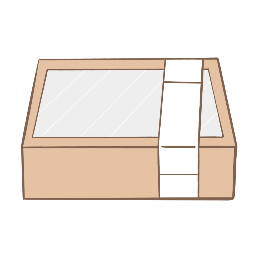 a box with a white stripe on it, on a transparent background png