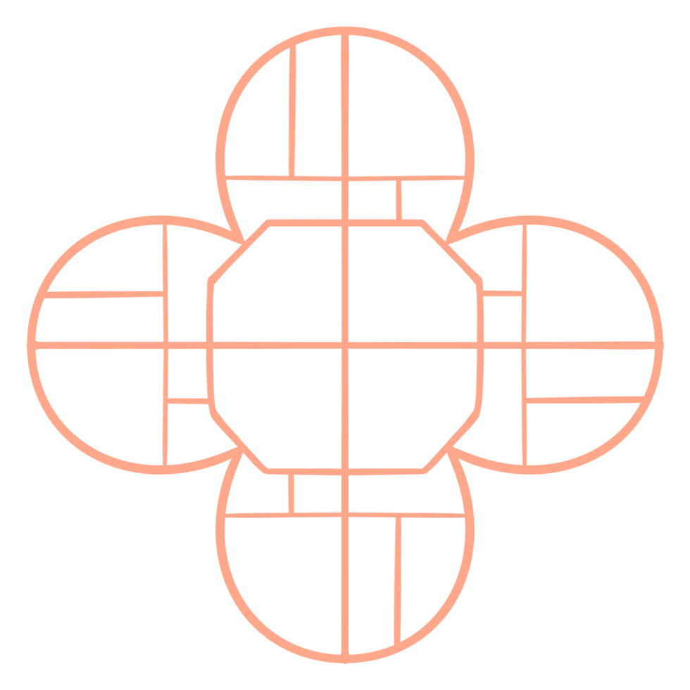 The Chinese-style window is a four-petal flower on a transparent background png