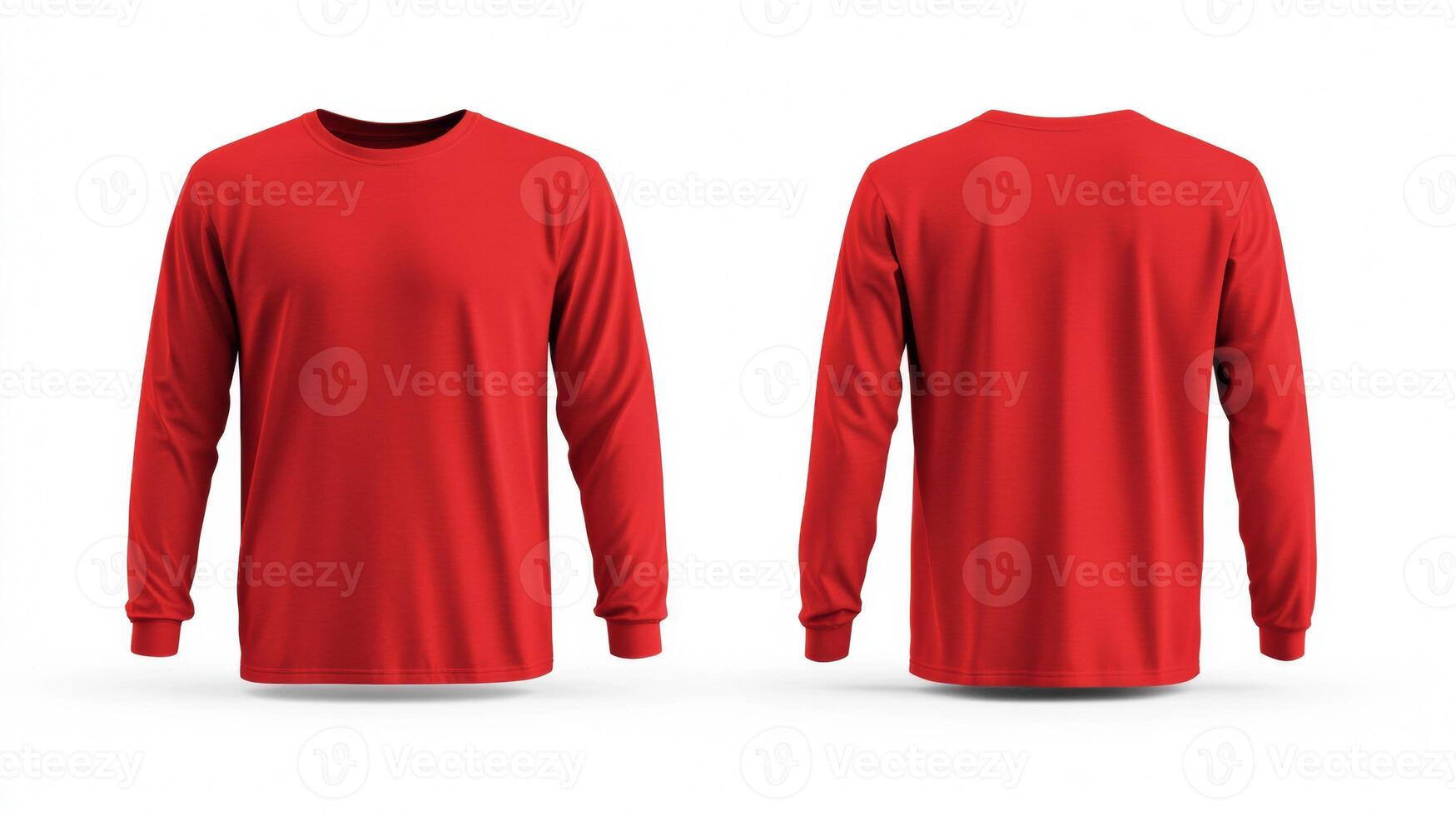Blank red long sleeve t-shirt mockup on white background photo