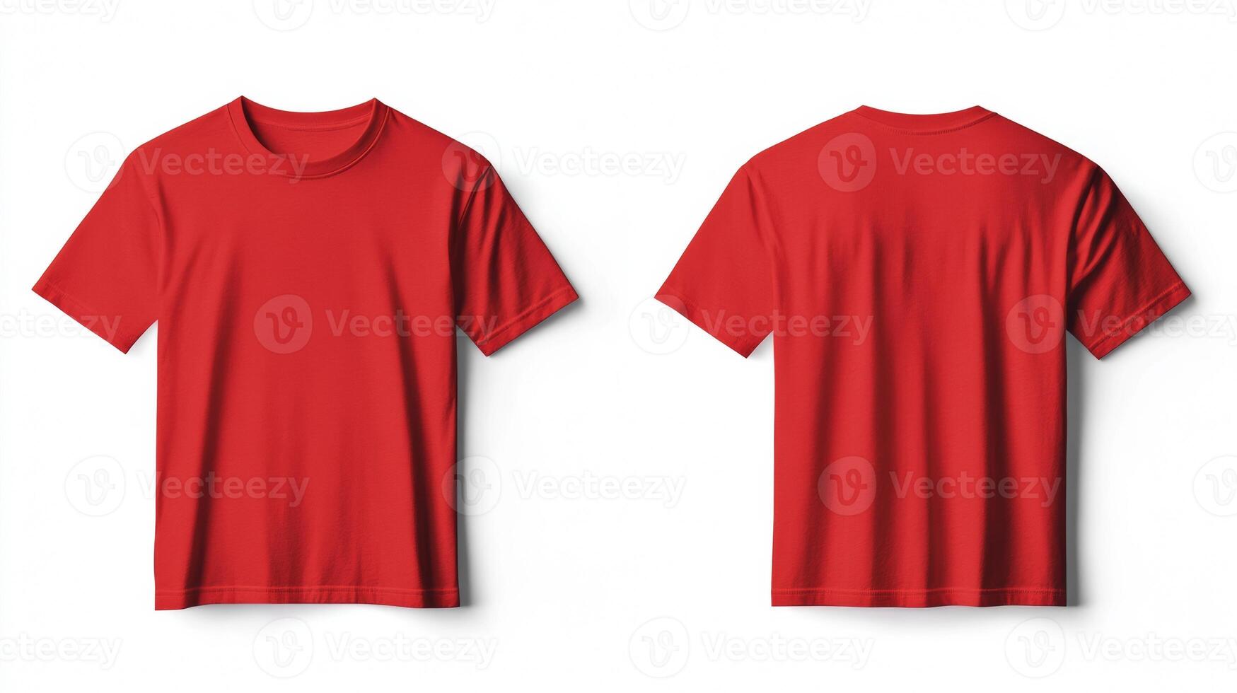 Blank red short sleeve t-shirt mockup on white background photo
