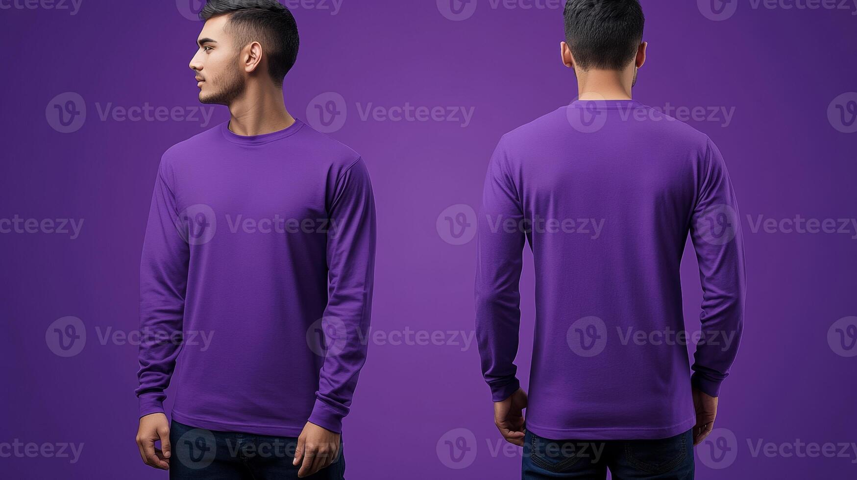Blank purple long sleeve t-shirt mockup photo