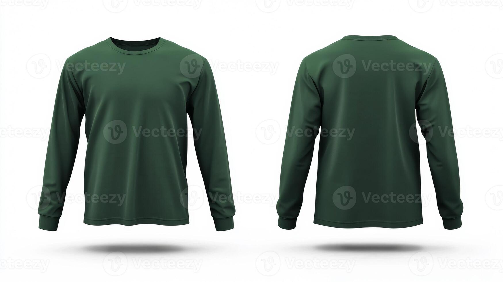 Blank green long sleeve t-shirt mockup on white background photo