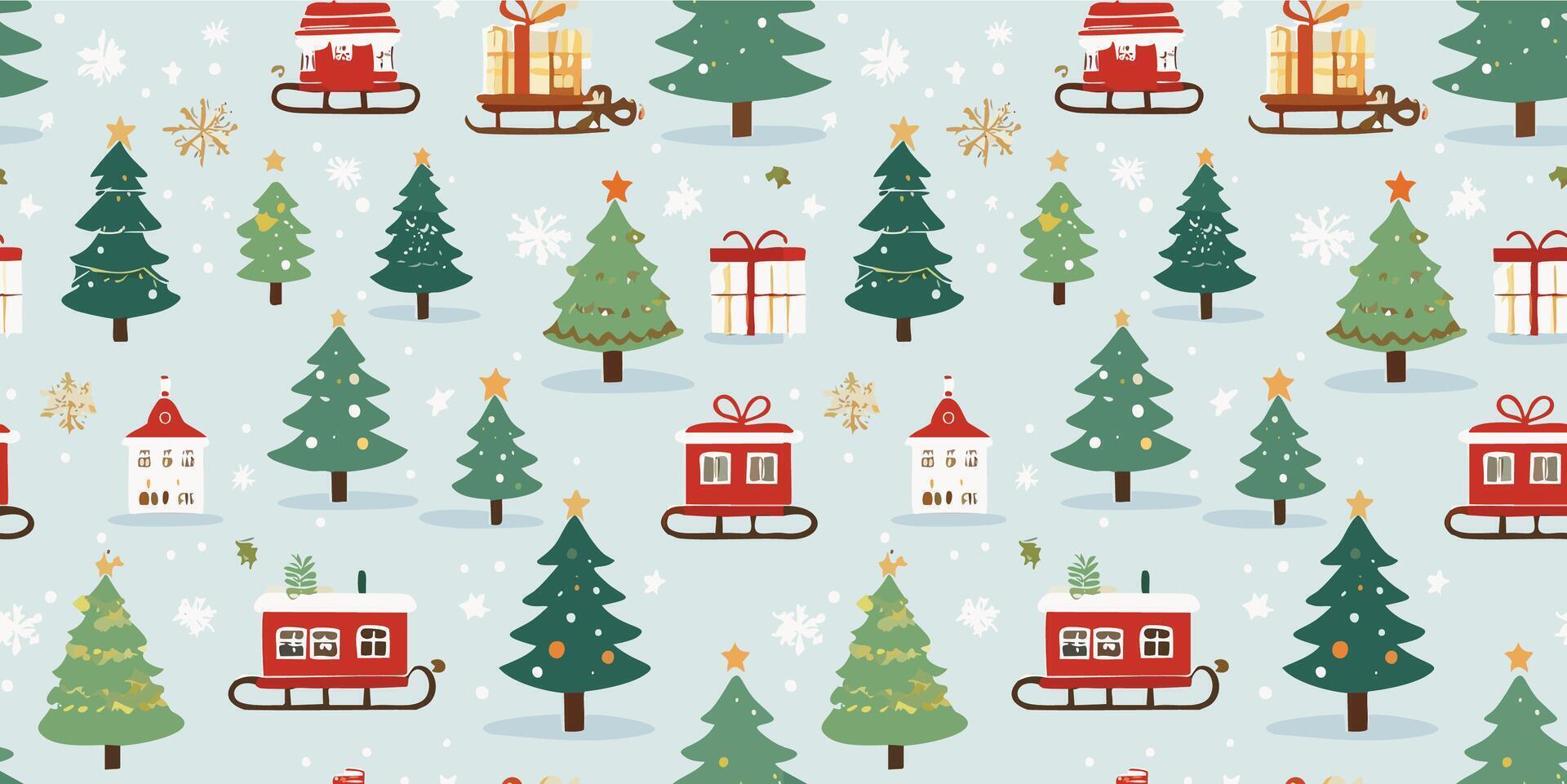 Merry Christmas Seamless Pattern Background Design vector