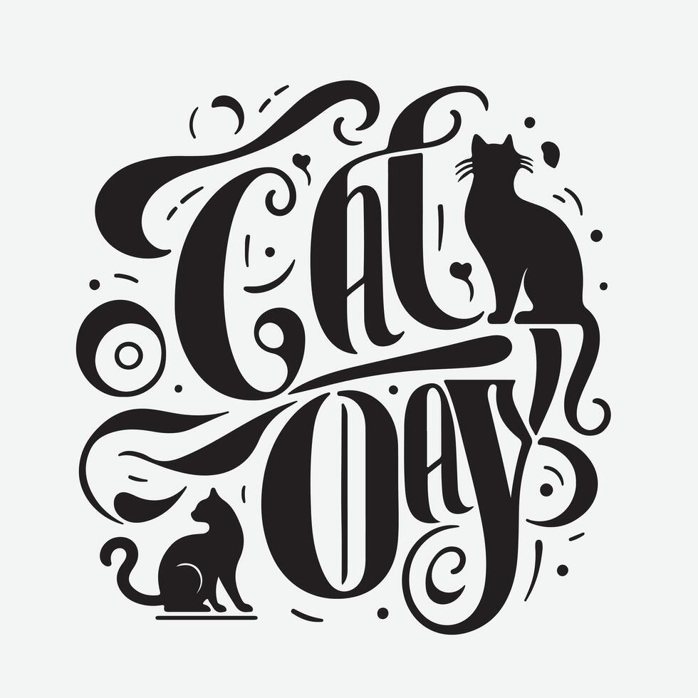 International Cat Day Typography vector
