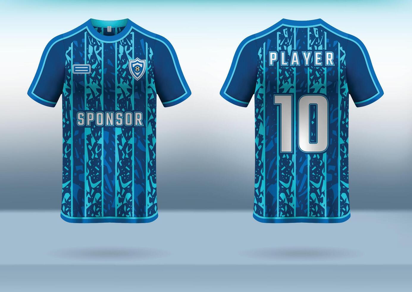 Sports jersey design with blue abstract texture and pattern, easy for sublimation printing vector