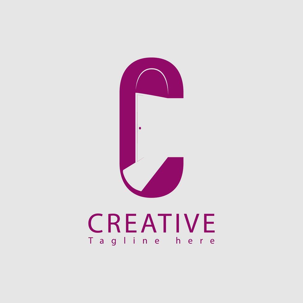 Creative concept logo design of letter C and open door vector