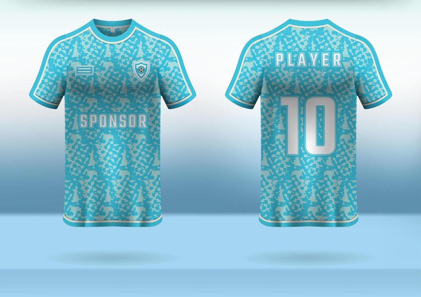 Sports jersey design with an abstract sky blue background vector