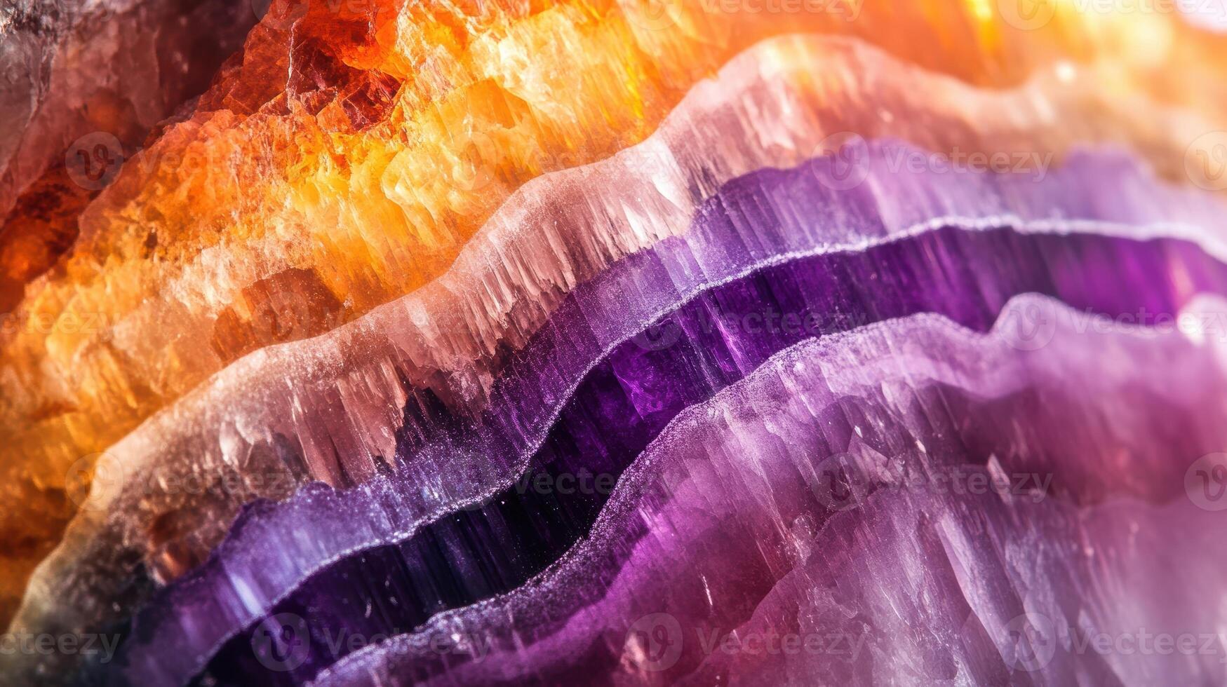Fluorite crystal showing a stunning gradient of blue, purple, and orange photo