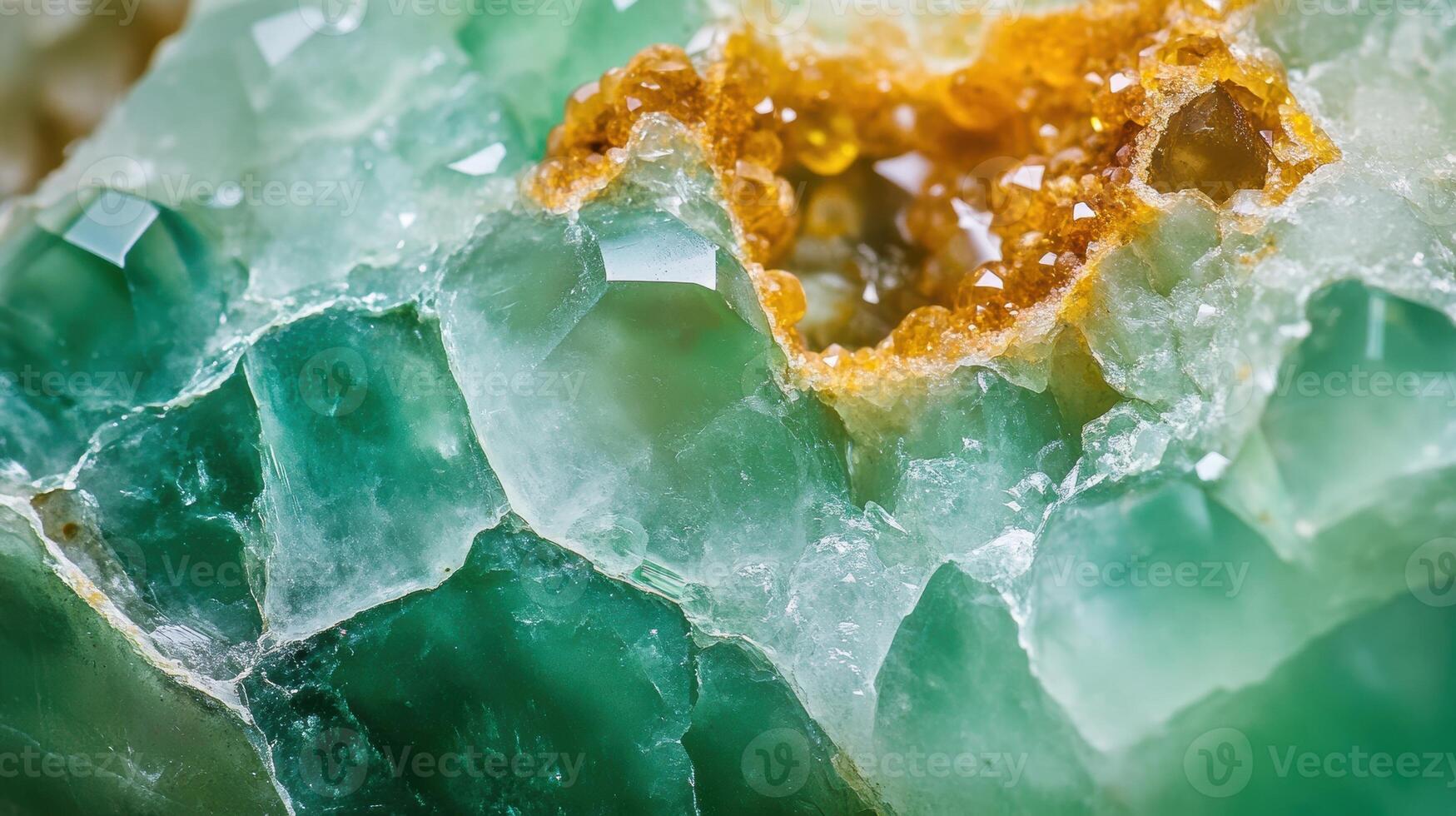 Chrysoprase crystal with rich green colors and intricate crystal patterns in high detail photo
