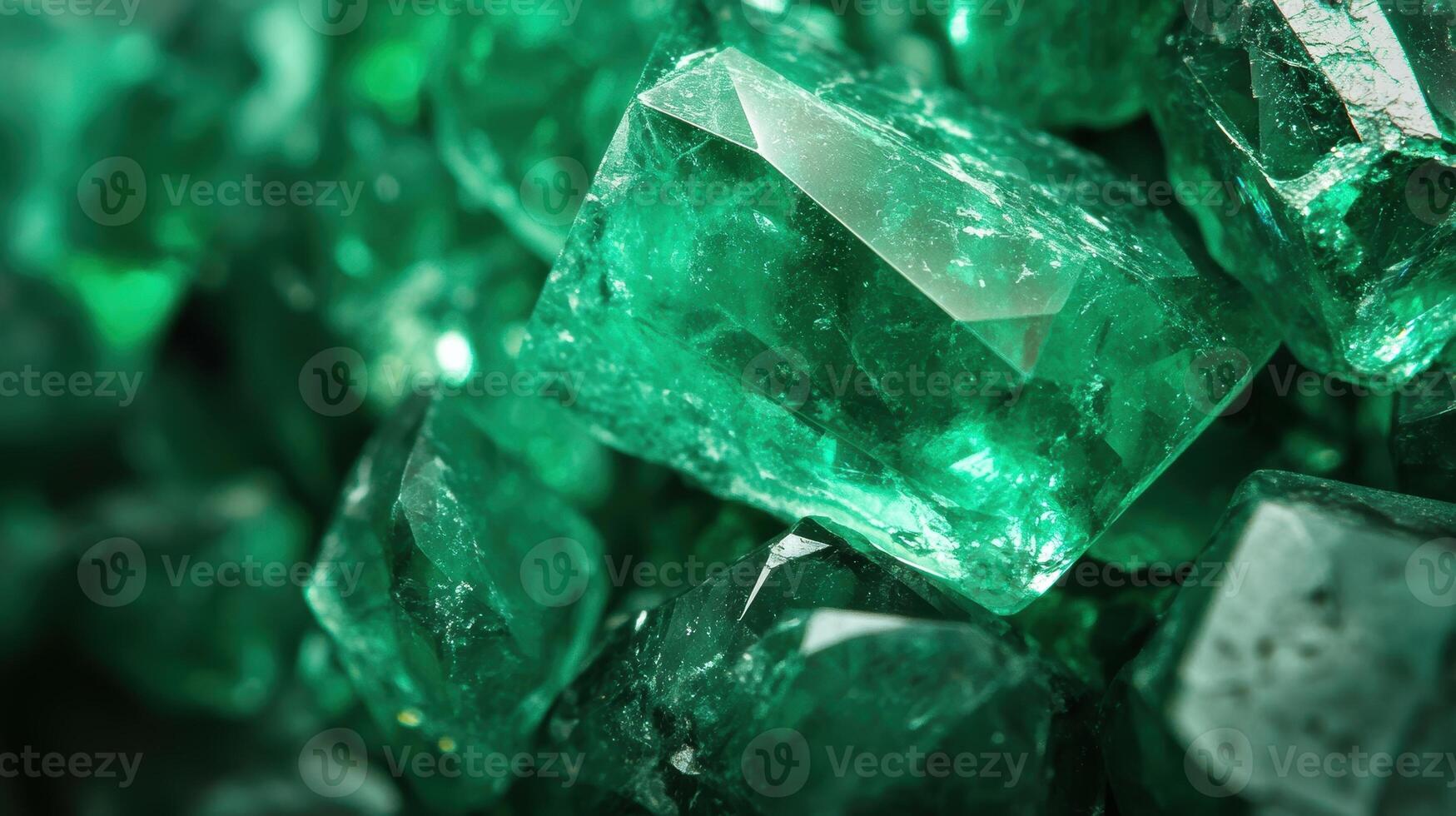 Shimmering emerald displaying vibrant green crystalline patterns photo
