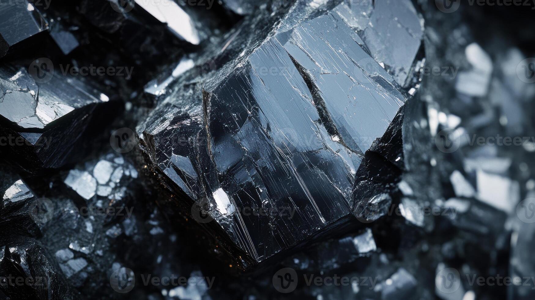 Polished tektite with a dark, glossy finish, displayed in a close-up shot that emphasizes its natural texture and reflective properties. photo
