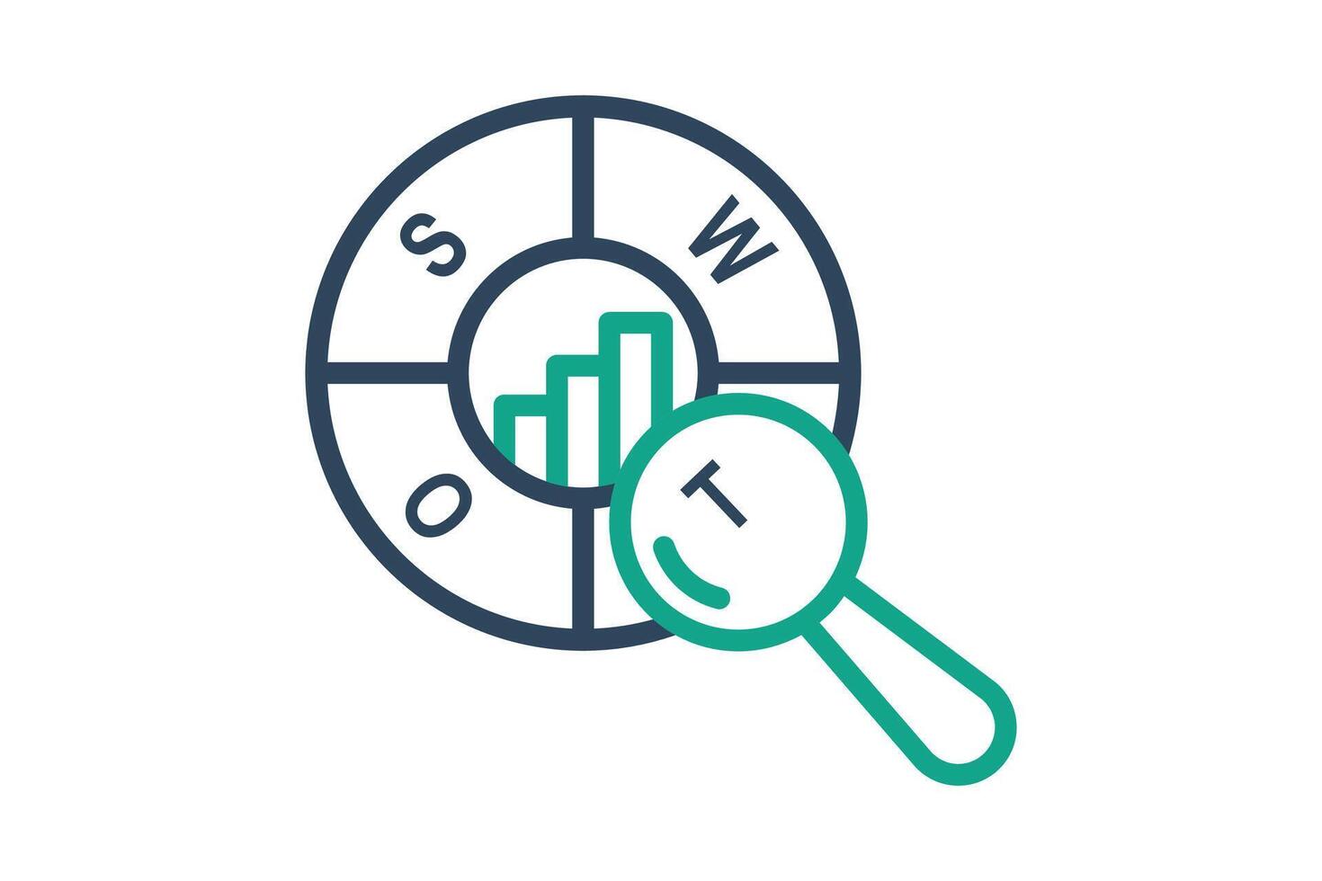 SWOT Analysis icon. line icon style. chart with magnifying glass. icon related to SWOT. business elements illustration vector