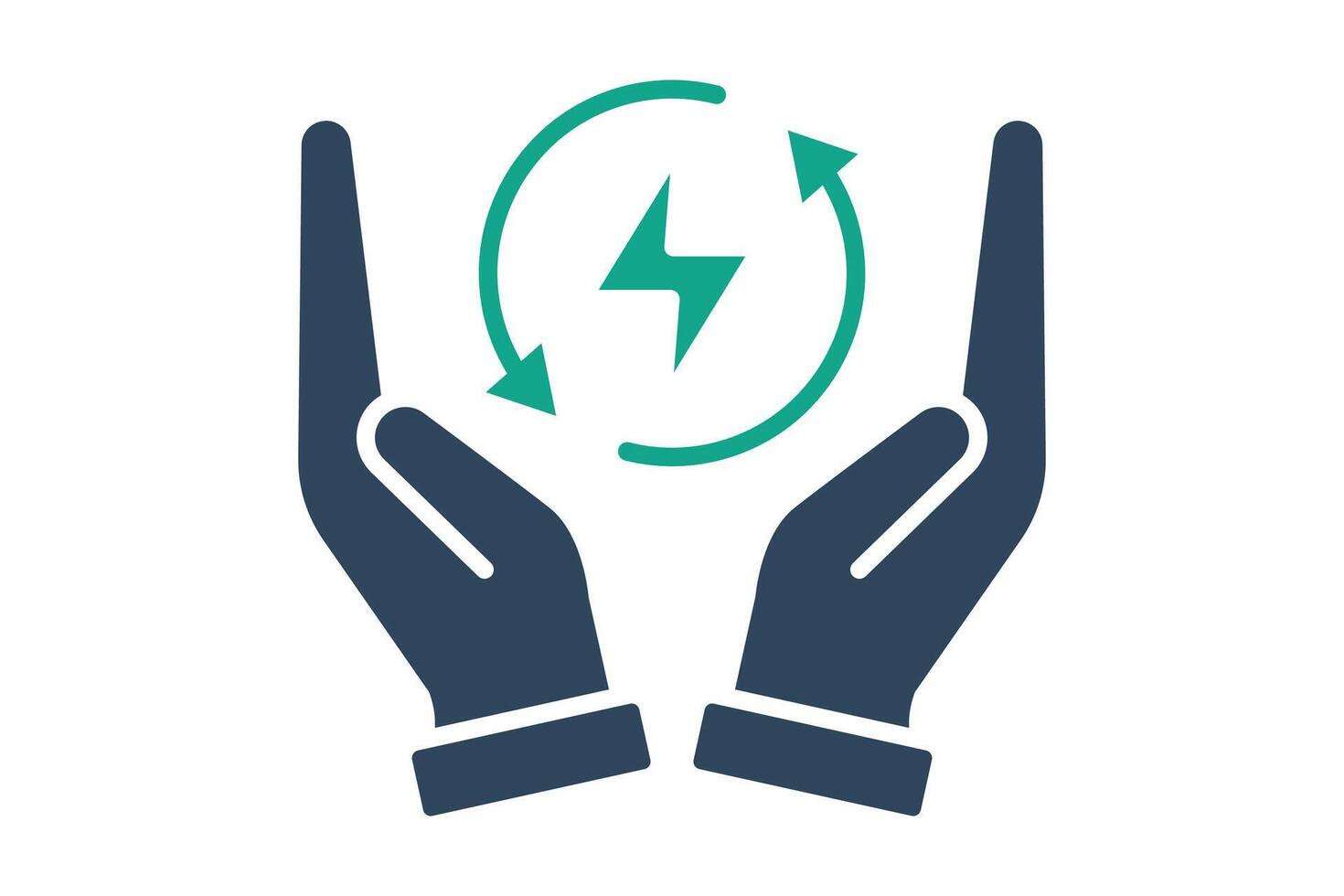 Energy saving icon. solid icon style. hand with lightning. icon related to efficiency. productivity elements illustration vector