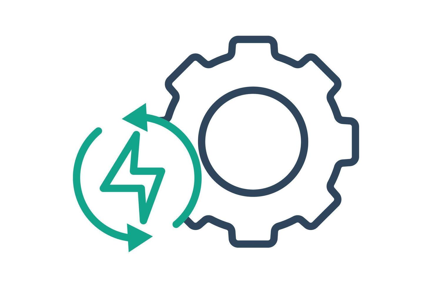Energy efficiency icon. line icon style. gear with lightning. icon related to efficiency. productivity elements illustration vector