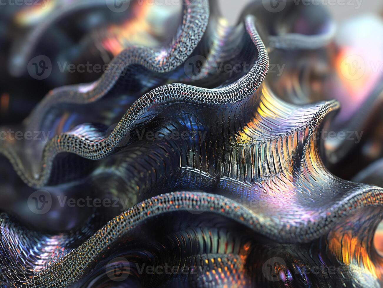 Organic wave surface with dynamic textures and light reflections. photo