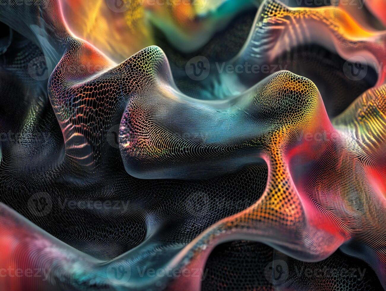 Organic wave surface with dynamic textures and light reflections. photo